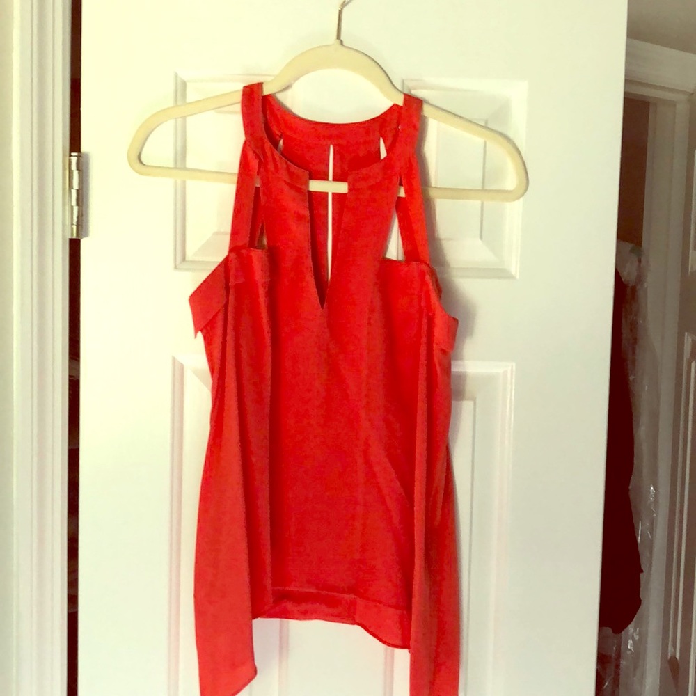 BCBG 100% silk red “poppy” tank top